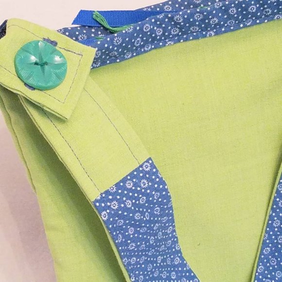 Purse Handbag Pouch Vintage Upholstery Tweed Linen Green Blue Crossbody Bag OOAK - Picture 8 of 10